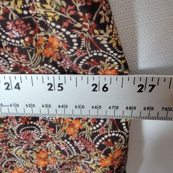 Christopher & Banks Womens Skirt Sz 12 Front Button Orange Paisley BoHo Peasant - Picture 7 of 10